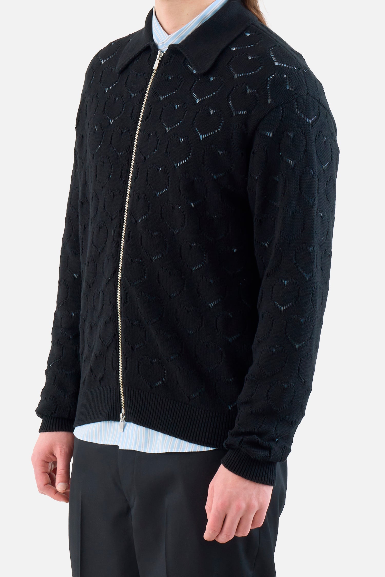 Eyelet Knitted Zip Up