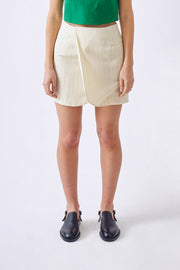 Hard Twist Wool Panama Stripe Skirt