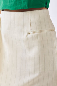 Hard Twist Wool Panama Stripe Skirt
