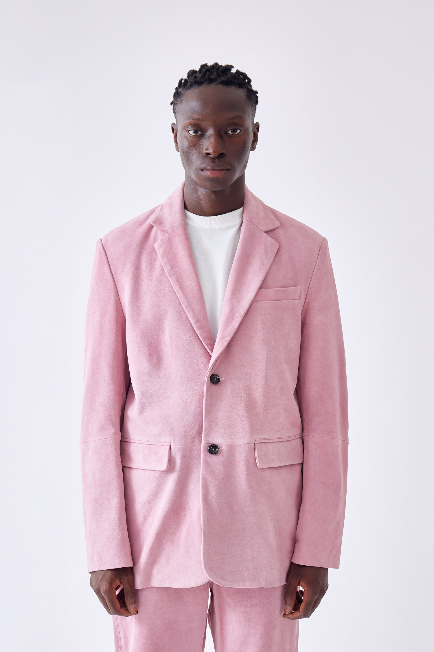 Pink hot sale suede suit