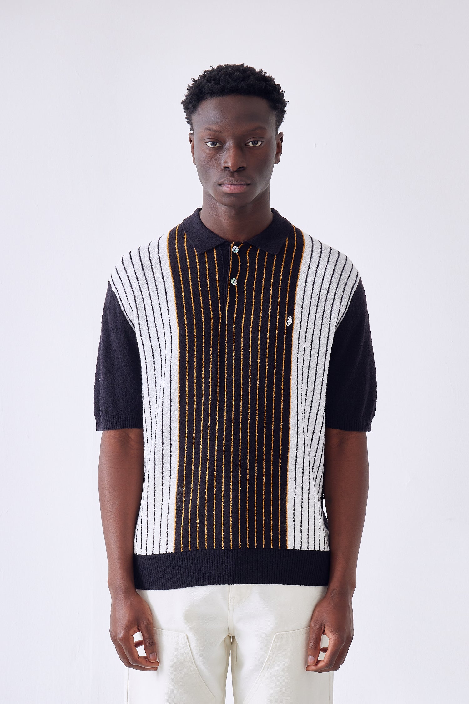 Textured SS Polo Sweater